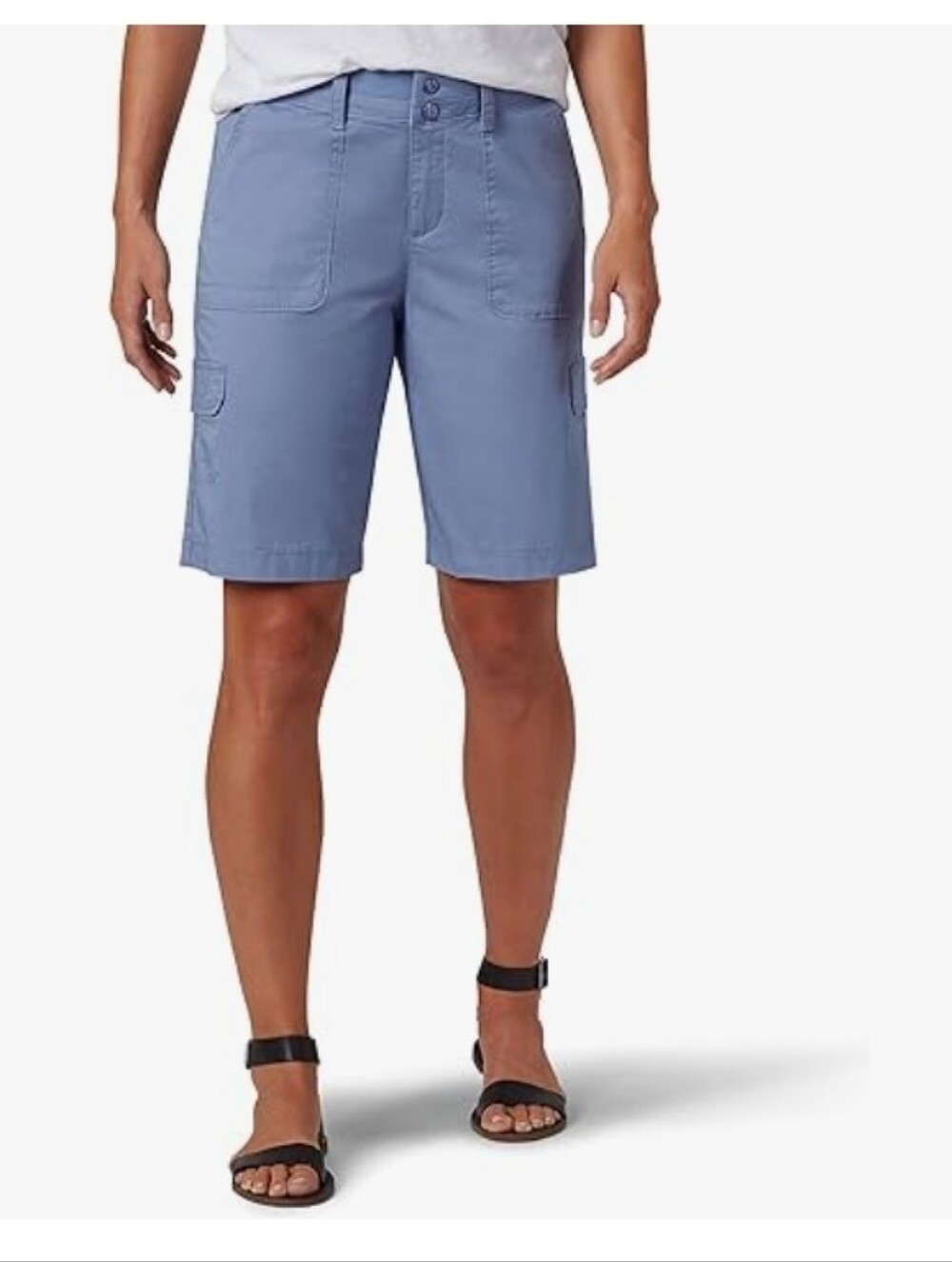 Light Blue Womens Cargo Bermuda Shorts